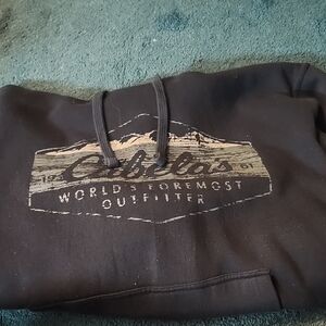 Cabela's Black Hoodie with Faded Tan Graphic